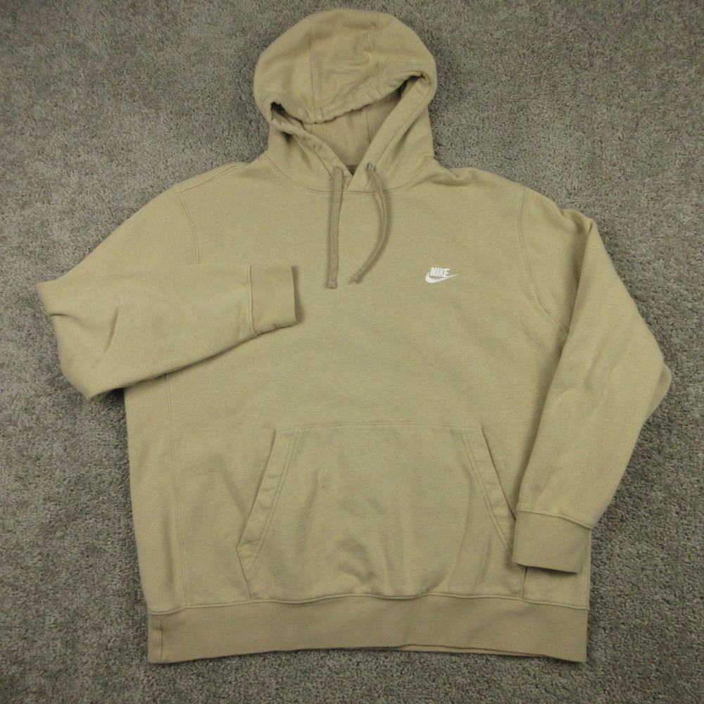 Nike Sweater Mens 2XL Beige Sportswear Club Fleece Pullover Hoodie Sweatshirt